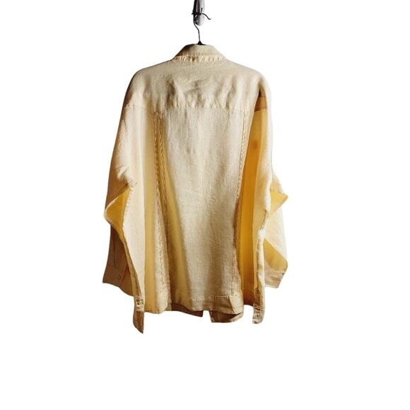 Cubavera Shirt Linen Men's 3XL Long Sleeve Button Down Creamy Yellow - Picture 3 of 11